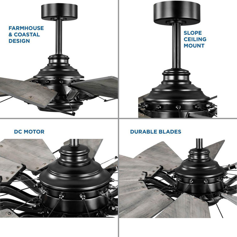 60-Inch Matte Black Windmill Ceiling Fan with Remote