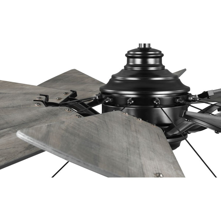 60-Inch Matte Black Windmill Ceiling Fan with Remote