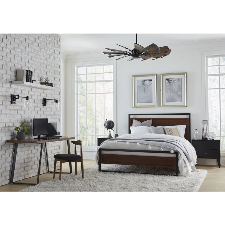 60-Inch Matte Black Windmill Ceiling Fan with Remote