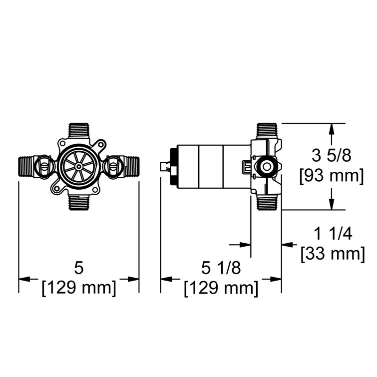 Gold 1/2" Brass Thermostatic Pressure Balance Shower Valve