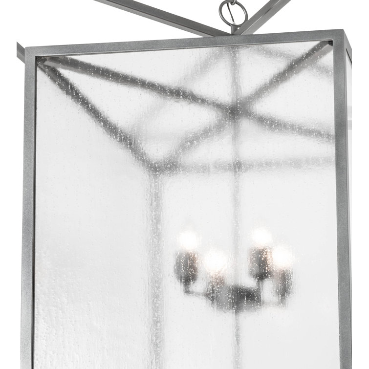 Pewter Finish 8-Light Indoor/Outdoor Glass Chandelier