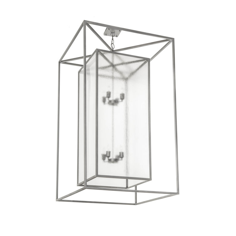 Pewter Finish 8-Light Indoor/Outdoor Glass Chandelier