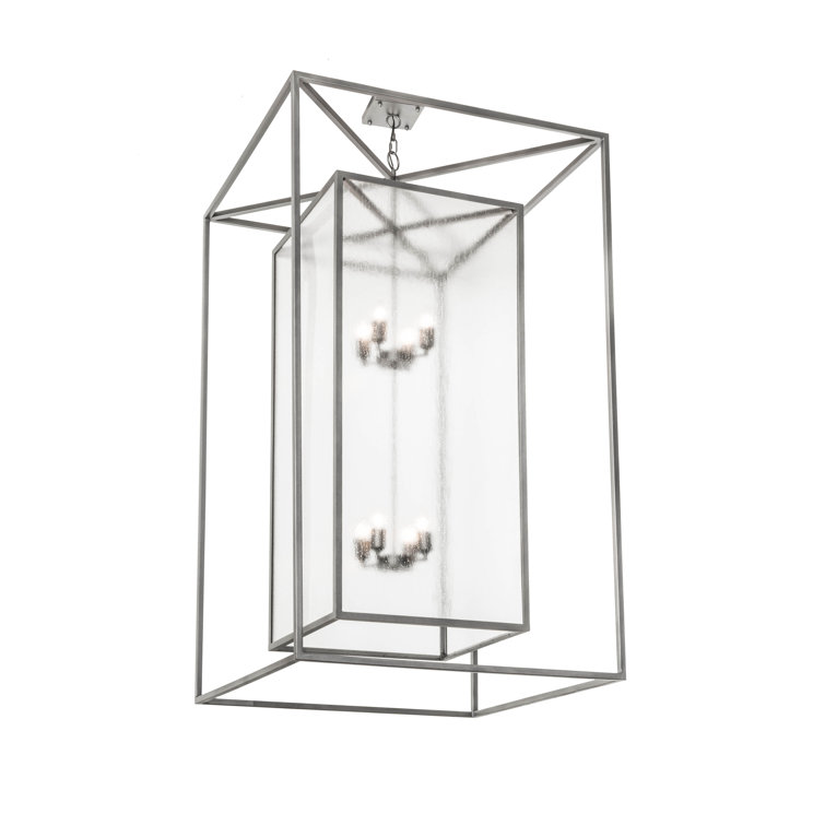 Pewter Finish 8-Light Indoor/Outdoor Glass Chandelier