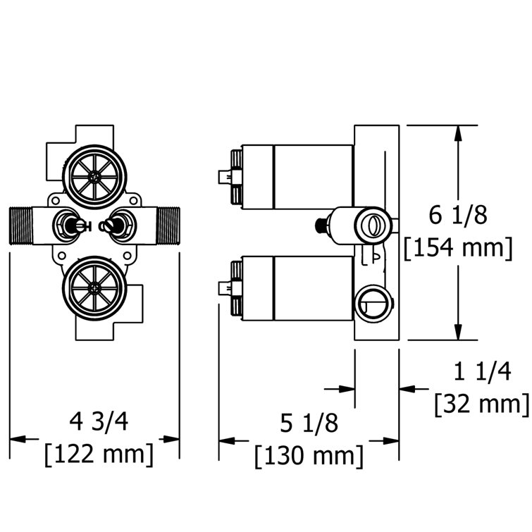 House Of Rohl 3/4" Therm & Pressure Balance Rough-in Valve Multi-Function System