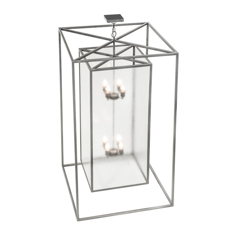 Pewter Finish 8-Light Indoor/Outdoor Glass Chandelier