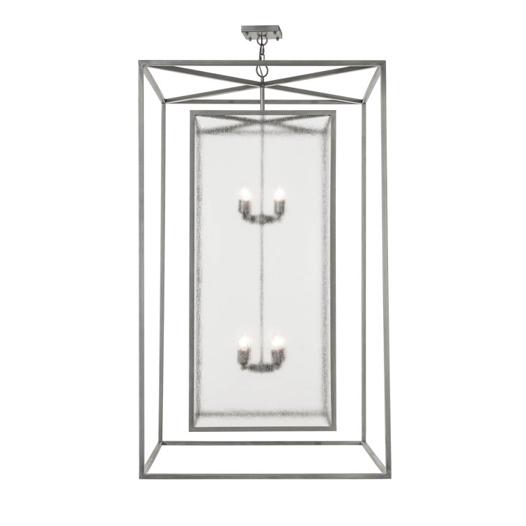 Pewter Finish 8-Light Indoor/Outdoor Glass Chandelier
