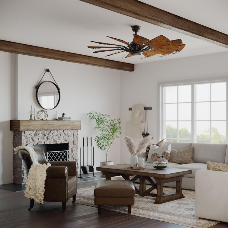 Rustic 60'' Walnut Windmill Ceiling Fan with Remote