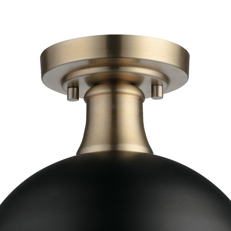 Beckett 10.35" Matte Black and Brass Farmhouse Bowl Ceiling Light