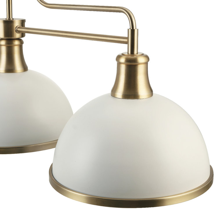 Matte White and Brass 3-Light Linear Chandelier