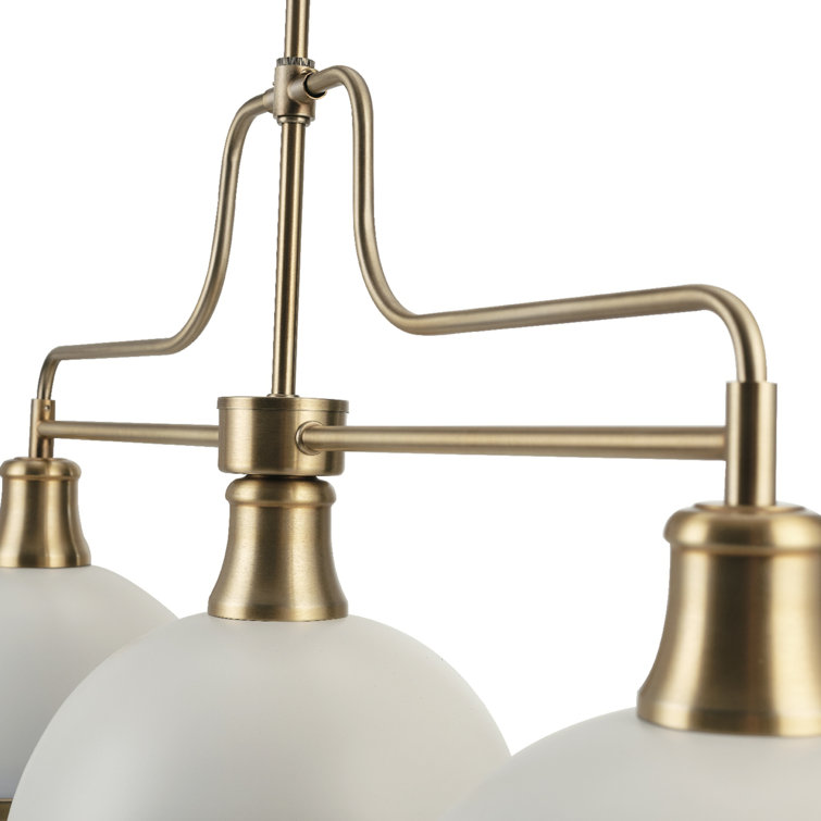 Matte White and Brass 3-Light Linear Chandelier