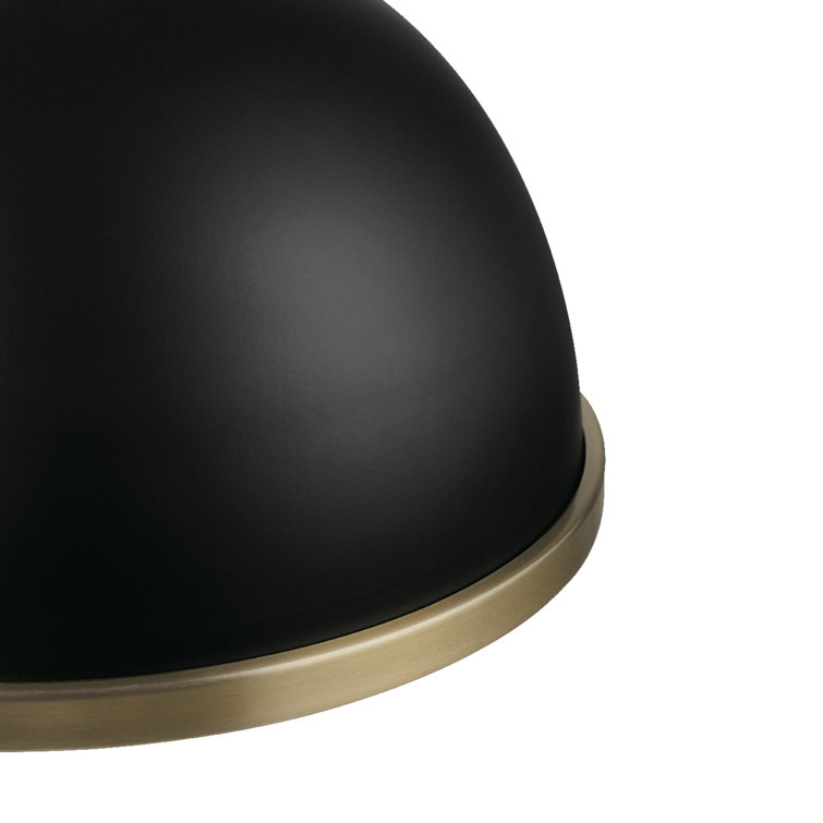 Beckett 10.35" Matte Black and Brass Farmhouse Bowl Ceiling Light
