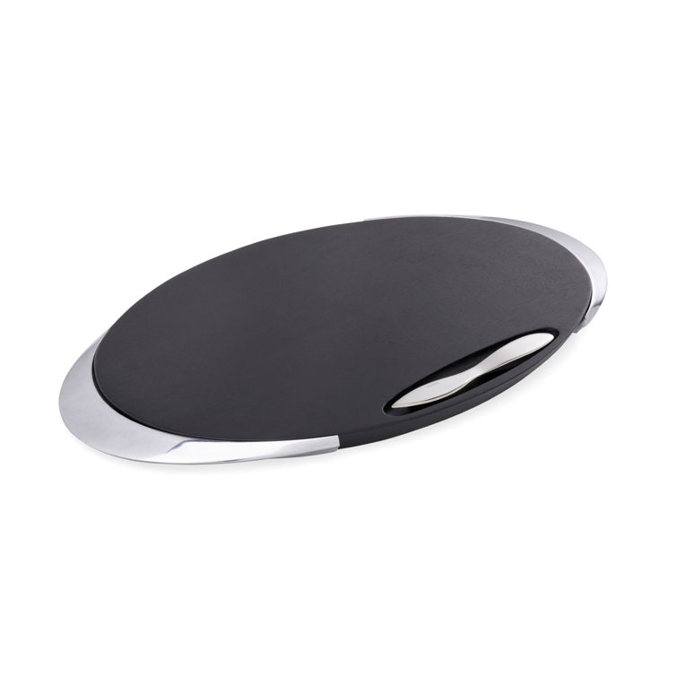 Cozzolino Modern Noir Acacia Wood & Alloy Cheese Board Set with Knife