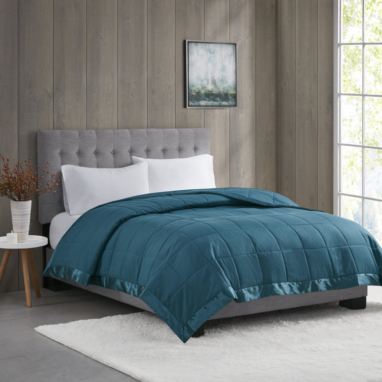 King Teal Reversible Satin Trim Down Alternative Blanket