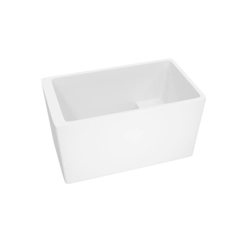White Acrylic Rectangular Freestanding Soaking Bathtub with Chrome Hardware