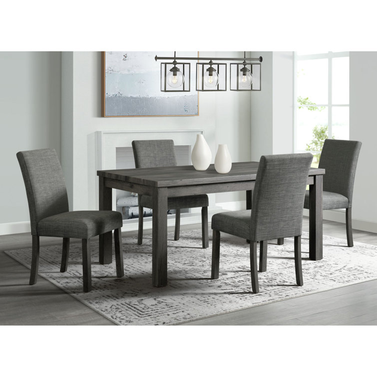 Charcoal Gray Linen Upholstered High Back Side Chair