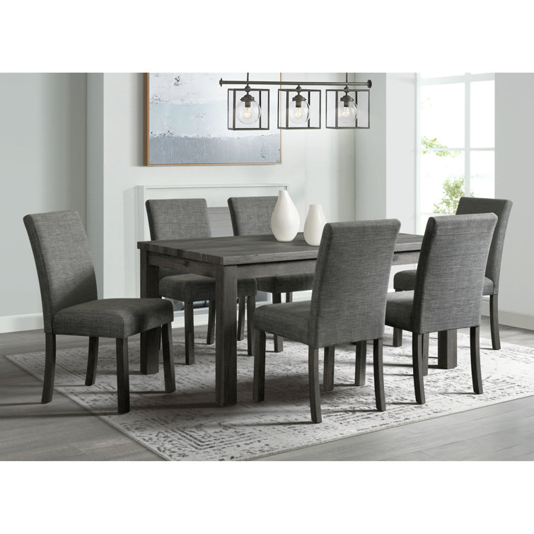 Charcoal Gray Linen Upholstered High Back Side Chair