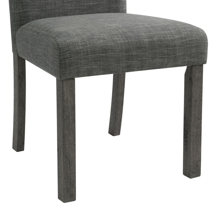 Charcoal Gray Linen Upholstered High Back Side Chair