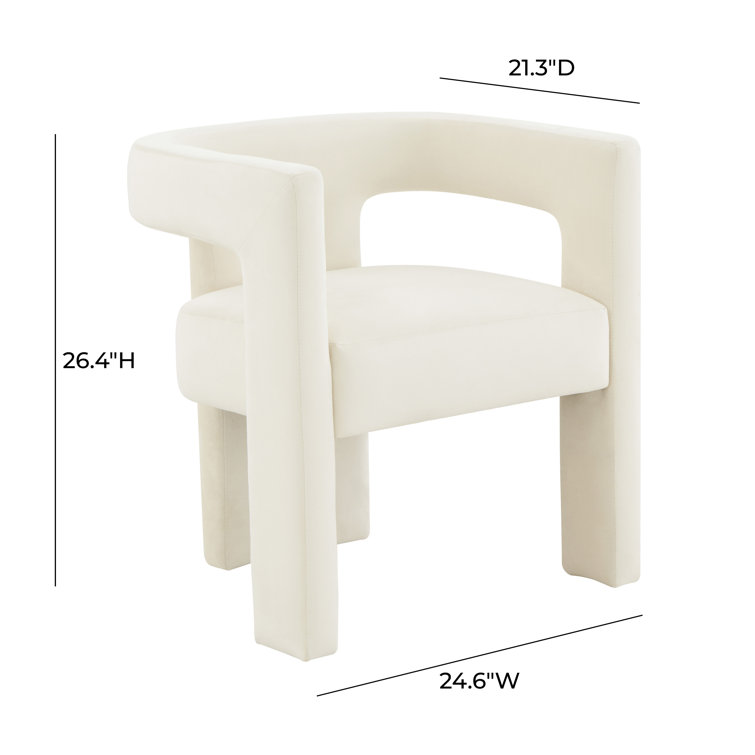 Cream Velvet Handcrafted Contemporary Arm Chair