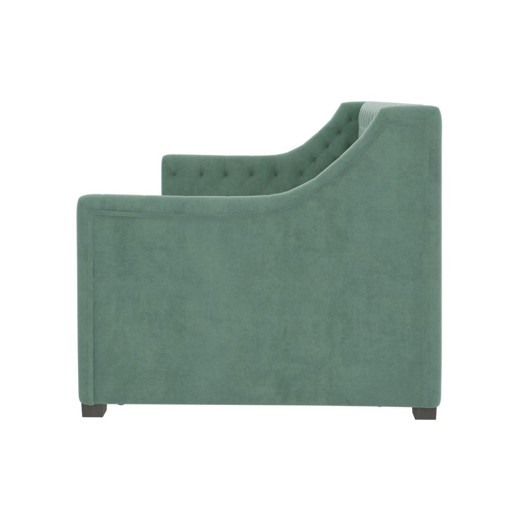 Teal Velvet Twin Daybed with Tufted Upholstery and Trundle