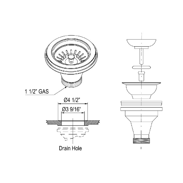Polished Chrome Modern Basket Strainer Drain