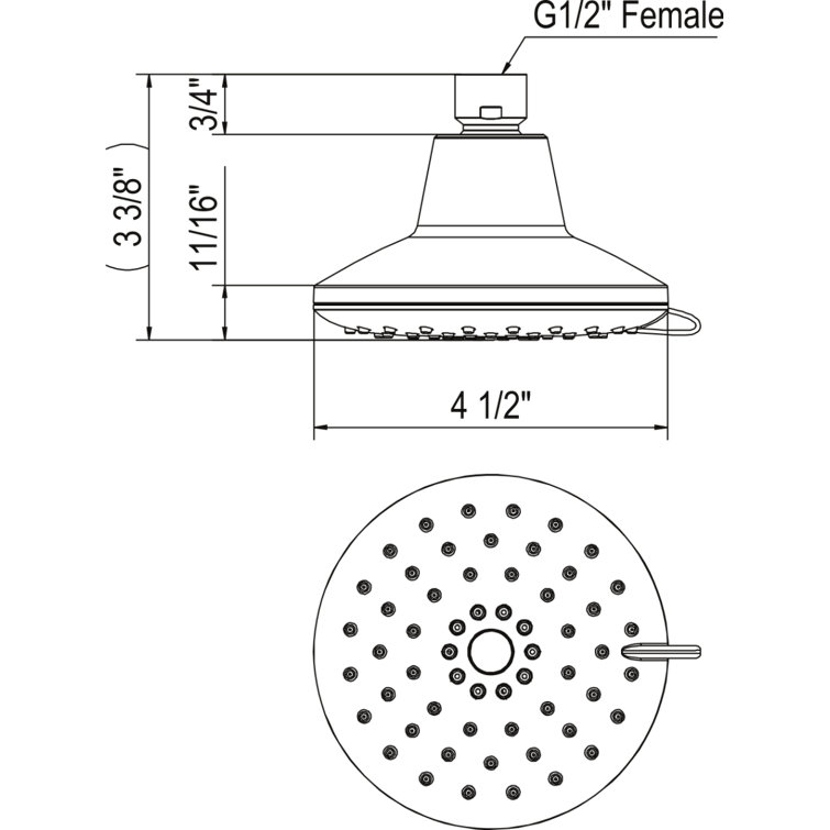 Polished Nickel 4.5" 3-Function Wall Mounted Showerhead