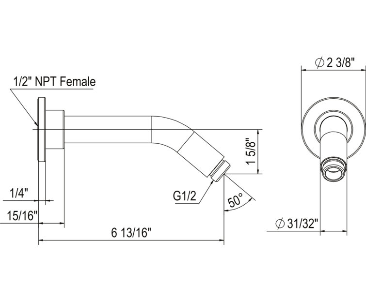 Tenerife Polished Nickel 7" Modern Wall Mount Shower Arm