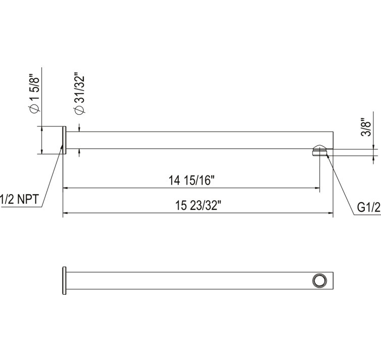 Transitional 15" Polished Nickel Wall Mount Shower Arm