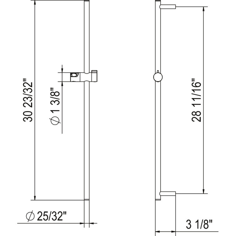 Polished Nickel 31" Wall-Mounted Slide Bar