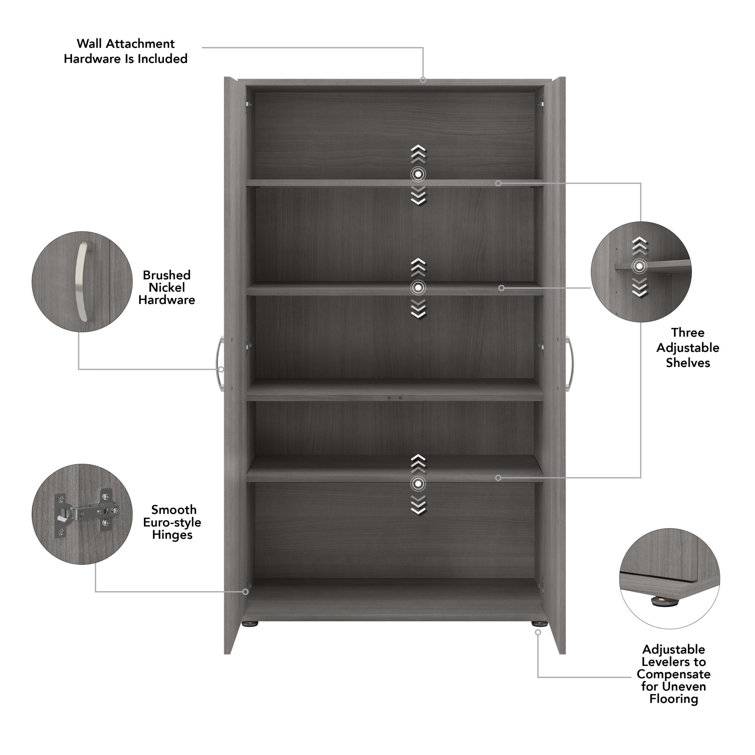 Platinum Gray Tall Office Storage Cabinet with Adjustable Shelving