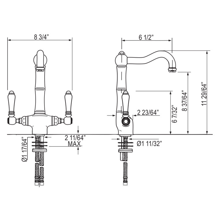 Acqui Belle Époque 11.5" Polished Nickel Brass Bar Faucet