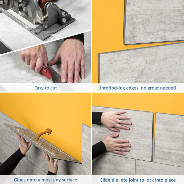 Polar Frost 25.6 in x 14.8 in Vinyl Tile Shower Kit