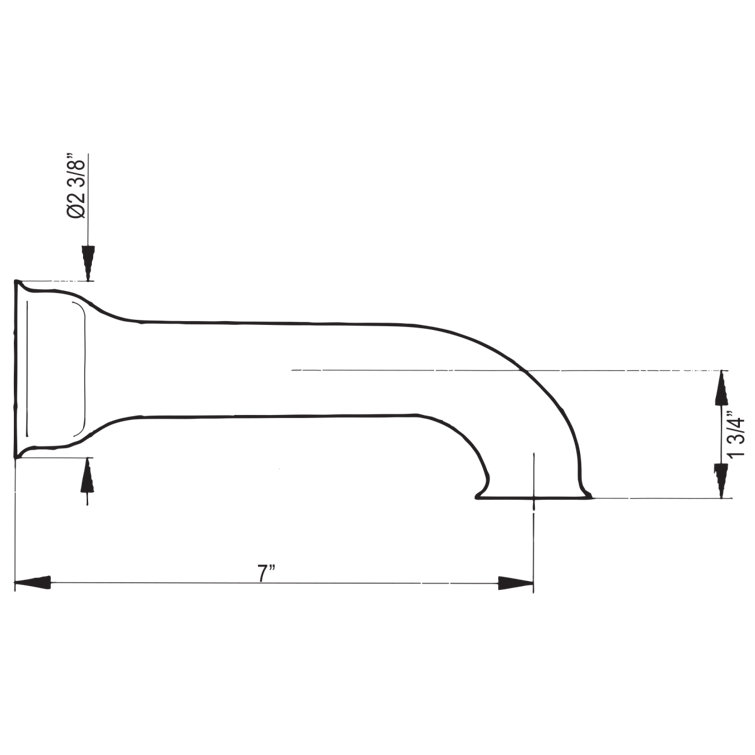 Elegant Polished Nickel Wall Mounted Tub Spout Trim