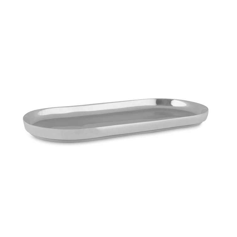 Modern Oval Painted Alloy Serving Tray, 13" x 7"