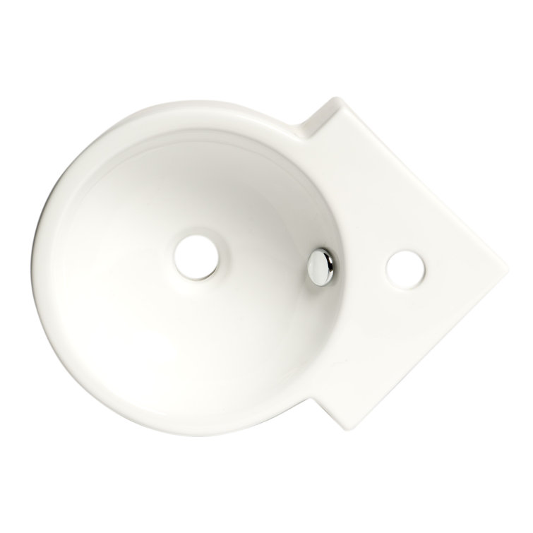White Ceramic Wall-Mount Oval Bathroom Sink with Overflow