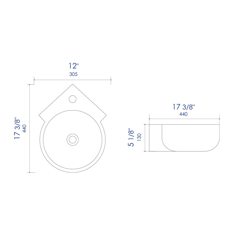White Ceramic Wall-Mount Oval Bathroom Sink with Overflow