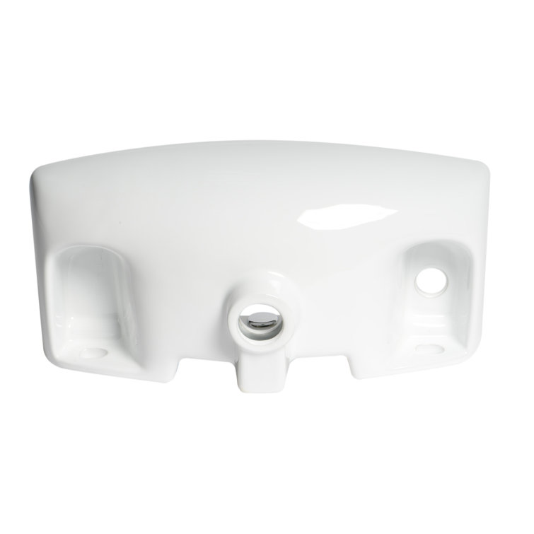 White Ceramic Wall-Mounted Rectangular Bathroom Sink with Faucet Hole