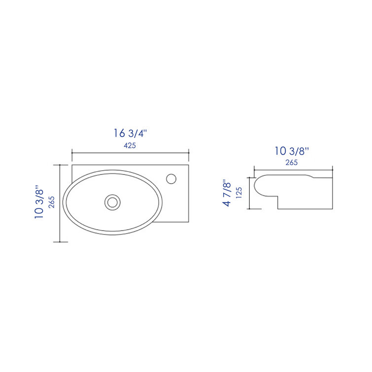 White Ceramic Wall-Mount Oval Bathroom Sink with Overflow