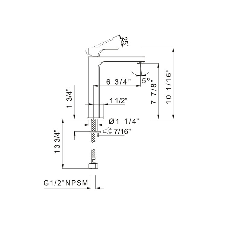 Rohl Quartile Polished Nickel Modern Tall Lavatory Faucet