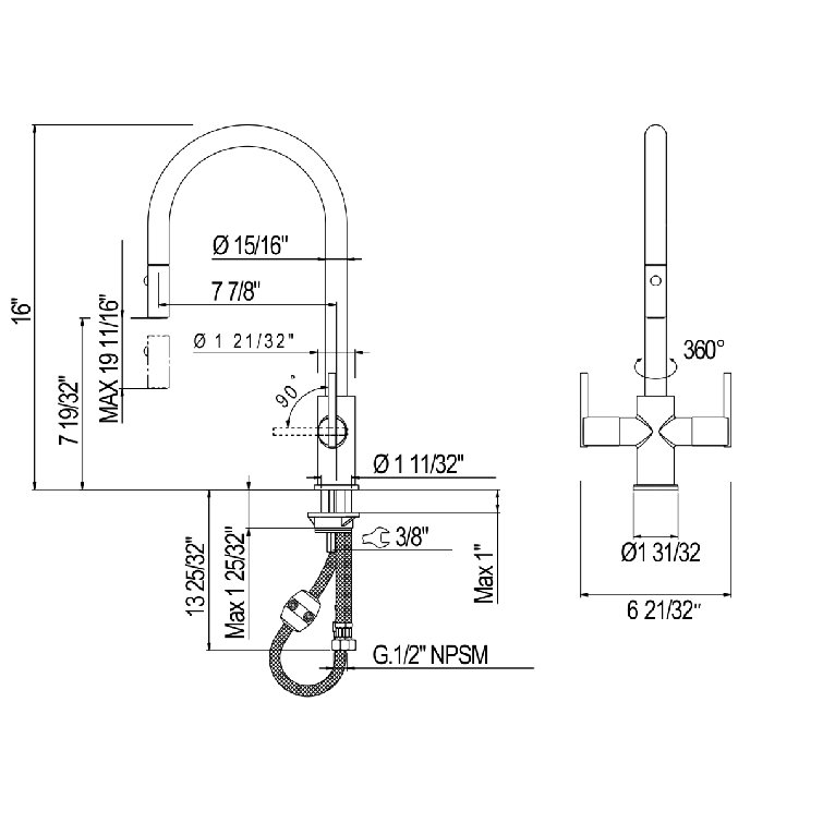 Classic 16" Polished Nickel Pull-Out Spray Kitchen Faucet