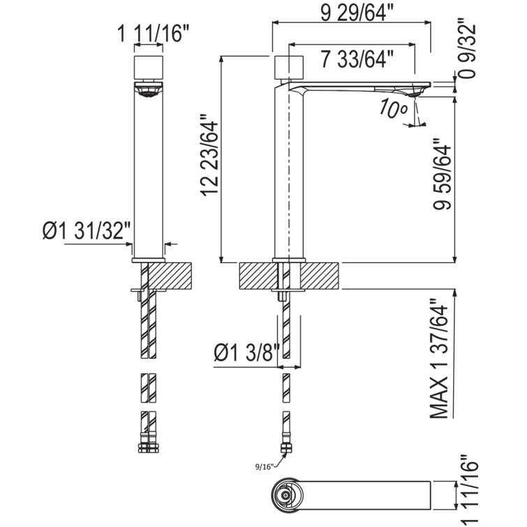 Eclissi Tall Polished Chrome Single Handle Bathroom Faucet
