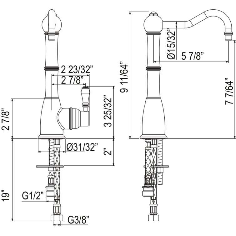 Polished Nickel Brass Traditional Kitchen Faucet