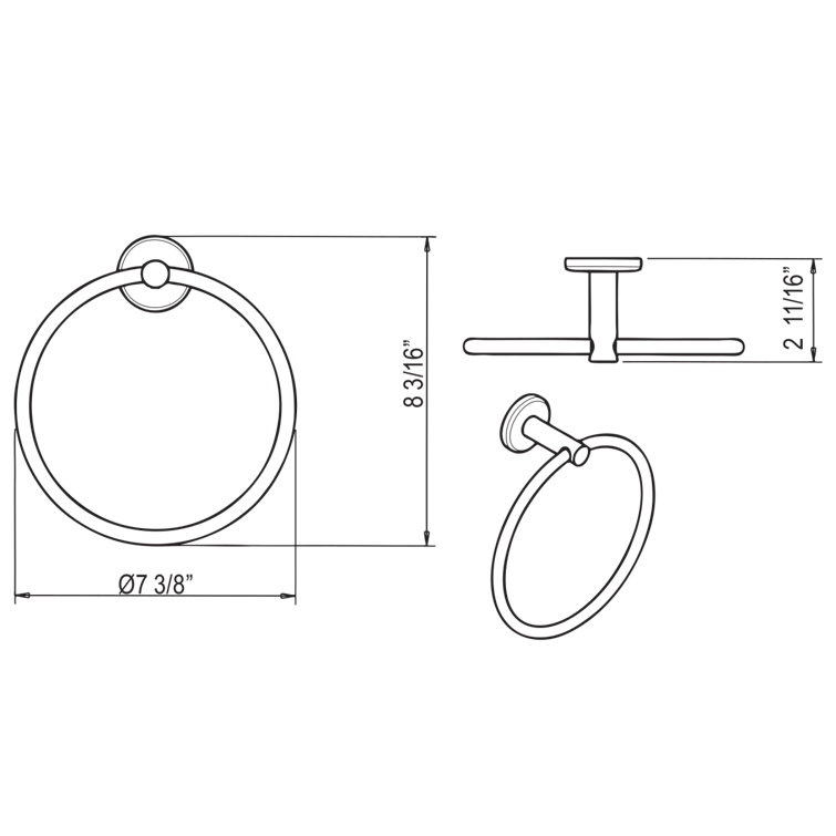 Polished Nickel Modern Wall Mounted Towel Ring