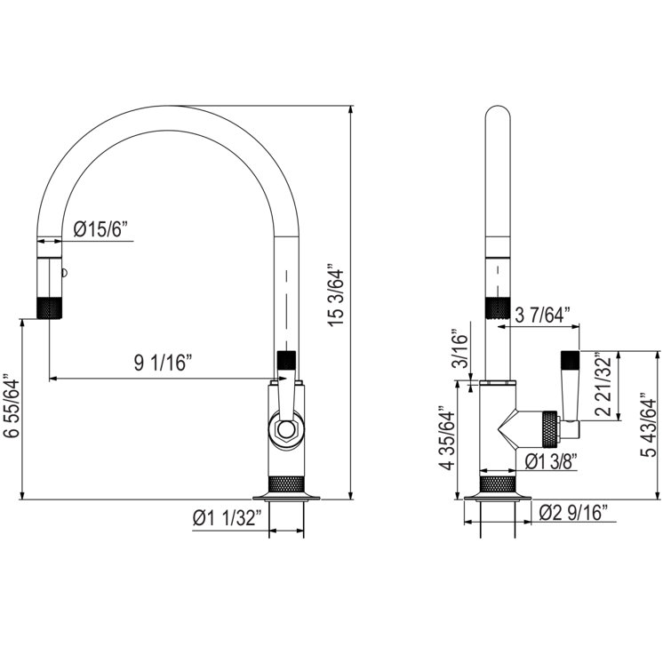 Transitional 15" Polished Nickel Kitchen Faucet with Pull-out Spray