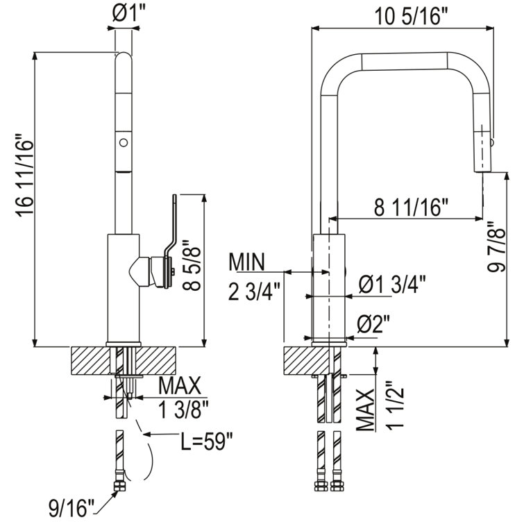 Polished Nickel Brass Pull-Out Spray Kitchen Faucet