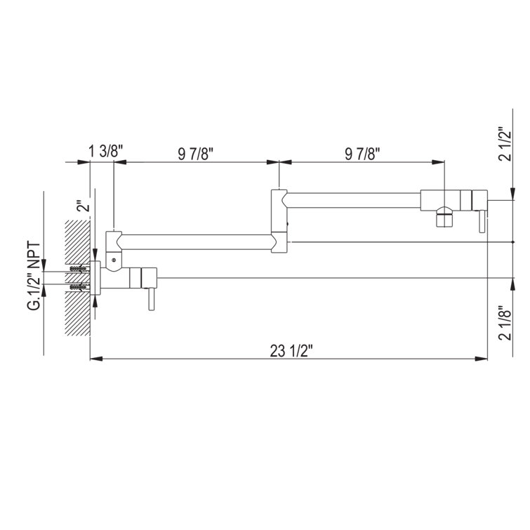 Polished Nickel Wall Mounted Brass Pot Filler