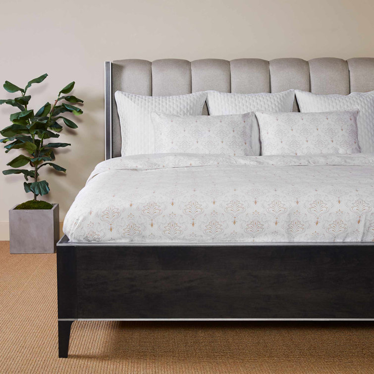 Full/Queen Damask Bamboo Duvet Cover Set with Shams