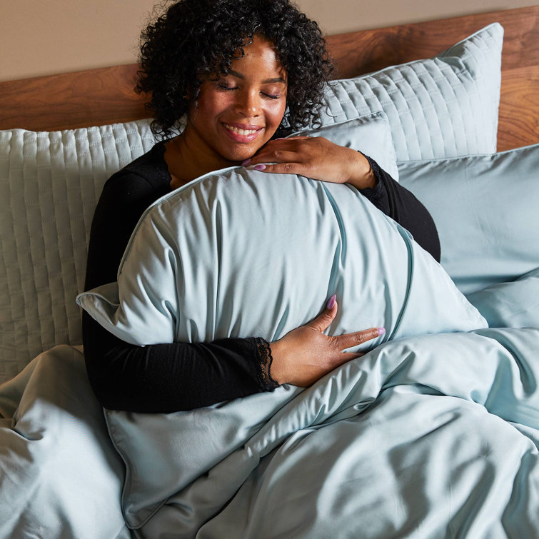 Sky Blue Full/Queen Bamboo Duvet Cover Set with Shams