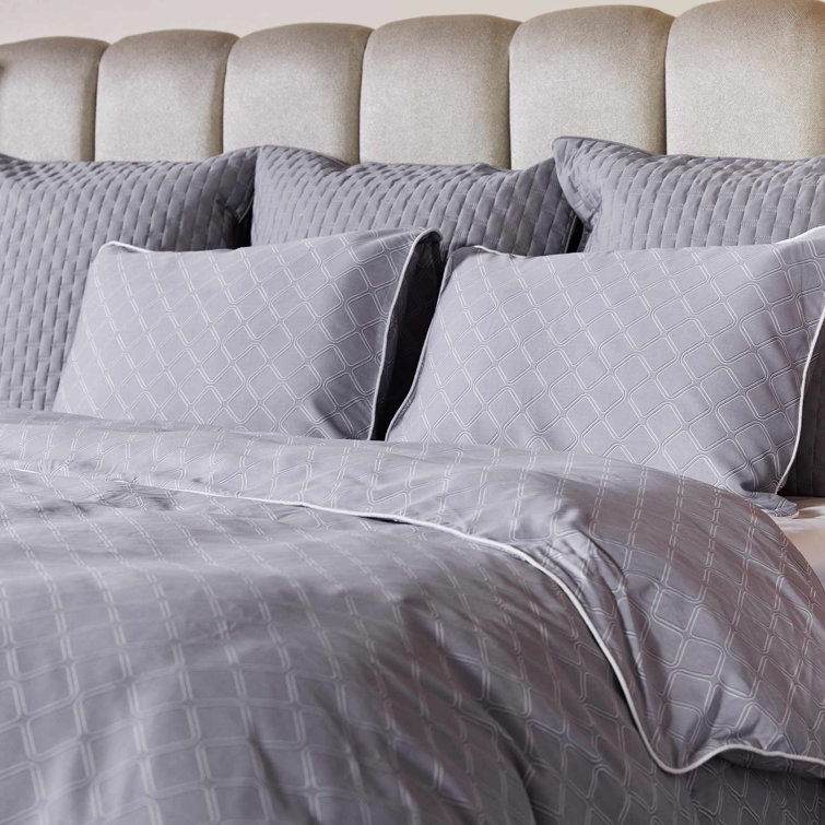 Platinum Geo Full/Queen Viscose Bamboo Duvet Cover Set with Shams