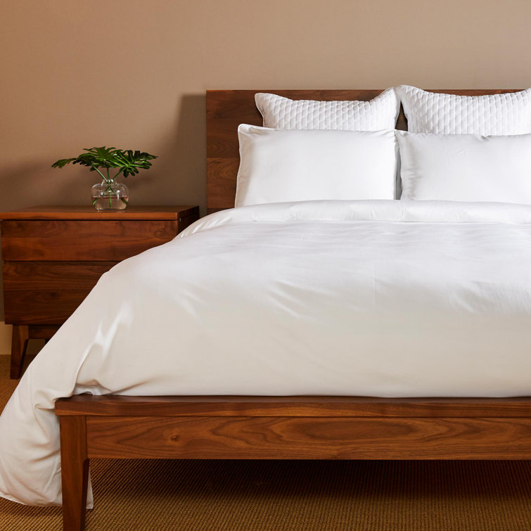White Full/Queen Bamboo Viscose Duvet Cover Set with Shams