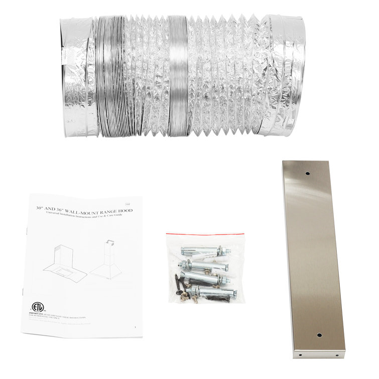 30" Convertible 343CFM Wall Mount Range Hood in Black Stainless Steel with Carbon Filters